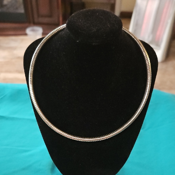 Jewelry - Tubogas Choker Omega Design Silver Tone Necklace